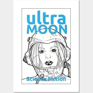 BLUE ULTRA MOON sci-fi travel to the moon Posters and Art